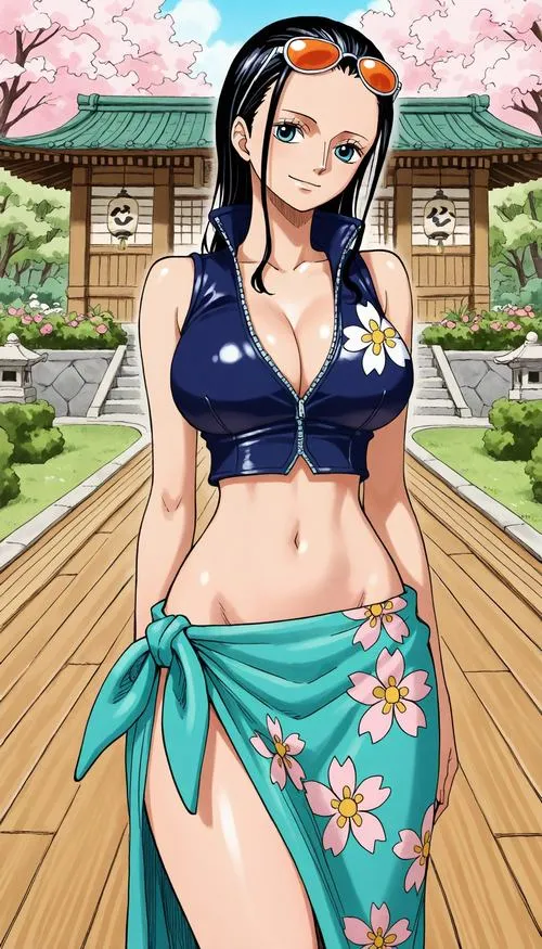 Ảnh fanart Robin mặc bikini cầm bản khắc chữ cổ, gợi Poneglyph và lịch sử trống