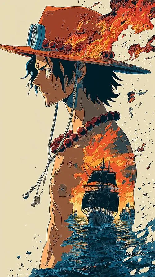 Bộ ảnh Sabo One Piece tông cam rực, tàn lửa bay, ánh nhìn kiên định, khí chất cách mạng