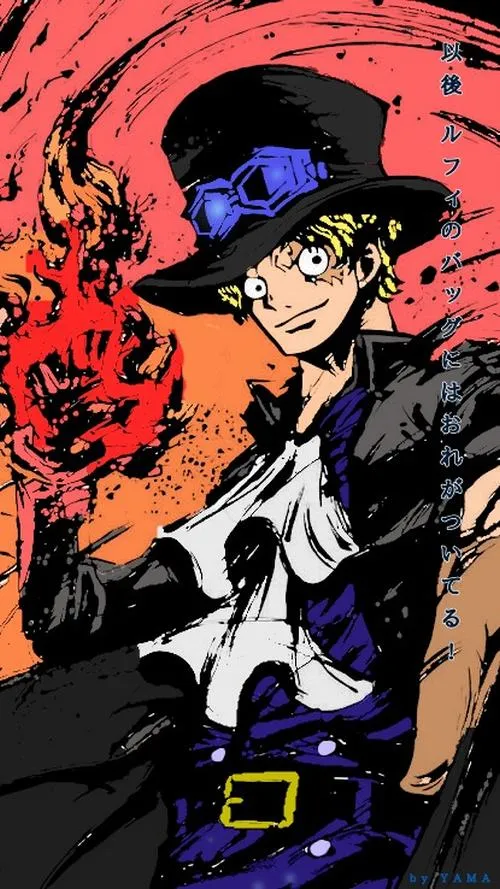 Ảnh Sabo sau biến cố, vết sẹo quanh mắt trái, gương mặt điềm, năng lượng lửa ấm