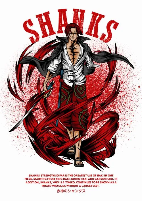 Cảnh Shanks đứng cạnh chiếc mũ rơm như một kỷ vật, màu vàng của mũ đối lập với tông đỏ và đen.