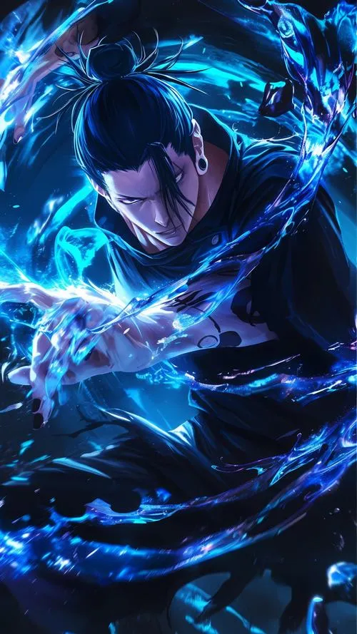 Hình đẹp Suguru Geto đứng im khoanh tay cảm giác nguy hiểm nền hành lang trường