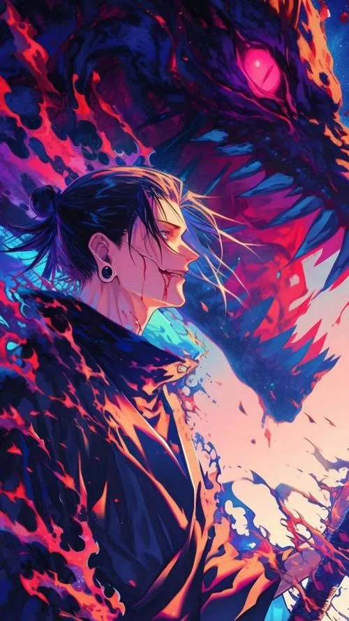 Hình nền điện thoại Geto với Mimiko Nanako gợi mặt nhân bản trên tông xám lạnh