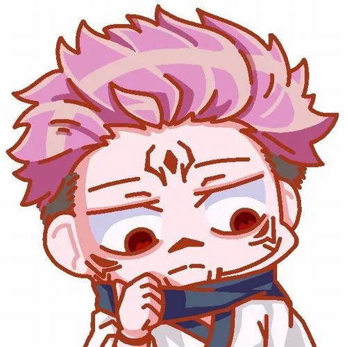 Ảnh Sukuna chibi áp tay lên miệng cười mỉa, mắt đỏ nổi bật, nhìn khá ngầu