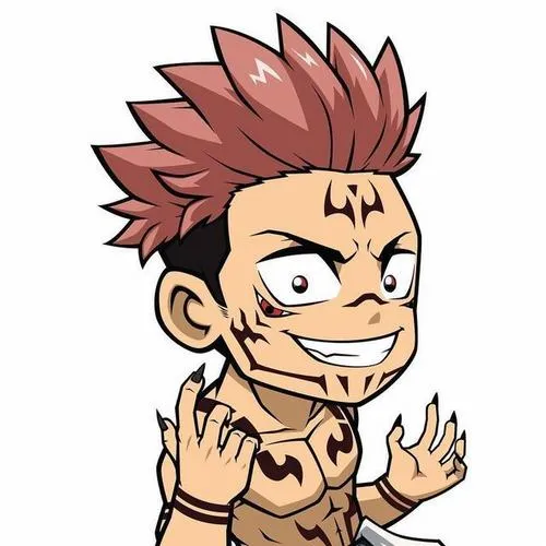 Vẽ Sukuna phong cách tí hon cơ bắp, xăm đen nổi, nhìn ngầu kiểu hài hước