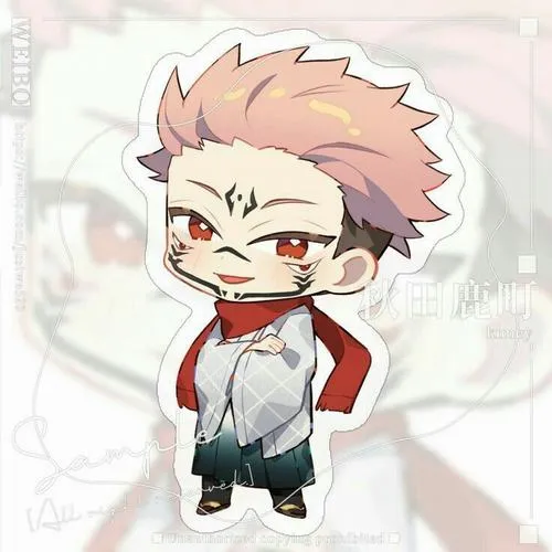 Ảnh Sukuna chibi full body cổ áo cao, dáng đứng ngầu mà vẫn mũm mĩm