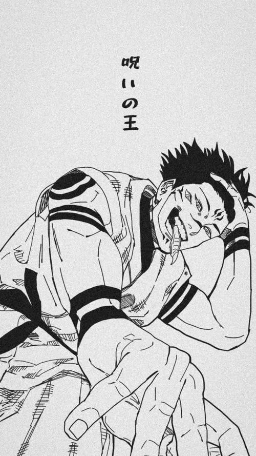 Tranh Sukuna trắng đen phong cách hatching, bóng đổ dày và nụ cười khiến người xem lạnh gáy