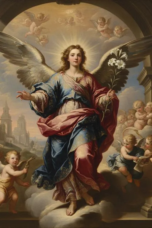 Hình ảnh thiên thần hộ mệnh nâng đỡ trong khung cảnh huyền ảo mềm