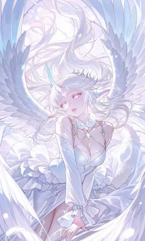 Thiên thần tỏa sáng trong khung cảnh bầu trời đầy khoảng xanh