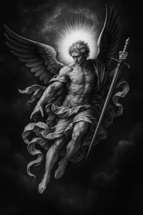 Tổng lãnh thiên thần Gabriel dang bàn tay thể hiện ban phúc dịu