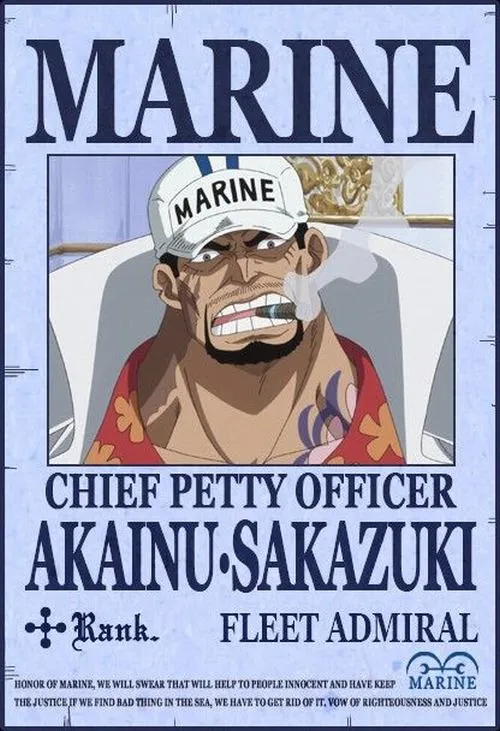 Hình thẻ Hải quân Akainu Sakazuki, nét nghiêm khắc lạnh băng, phong thái đô đốc khiến ai cũng ngại