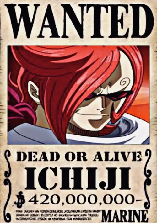 Ảnh Ichiji truy nã, tóc đỏ nổi bật, nét chiến binh công nghệ, tiền thưởng Berry rõ ràng, hợp Hình 4K