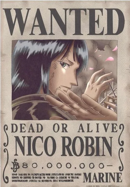 Ảnh truy nã Nico Robin phiên bản u ám, tóc đen nổi bật, cảm giác nguy hiểm với Chính phủ Thế giới