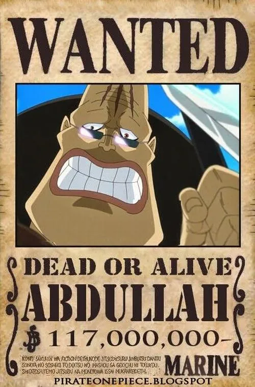 Hình Abdullah poster truy nã, gương mặt dữ dằn, nét vẽ thô mạnh, hợp ảnh bìa phong cách hải tặc