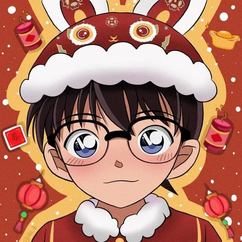 Ảnh Conan ngồi ghế thấp, áo khoác nâu, góc chụp nhẹ như ảnh kỷ niệm dễ thương