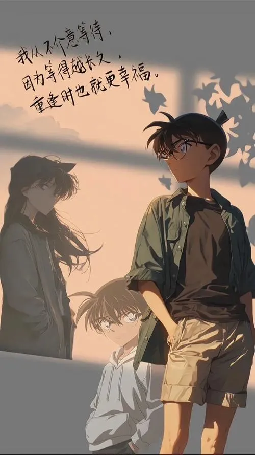 Ảnh Conan đội vòng hoa trên đầu, nền hồng phấn, mắt sáng long lanh rất dễ thương