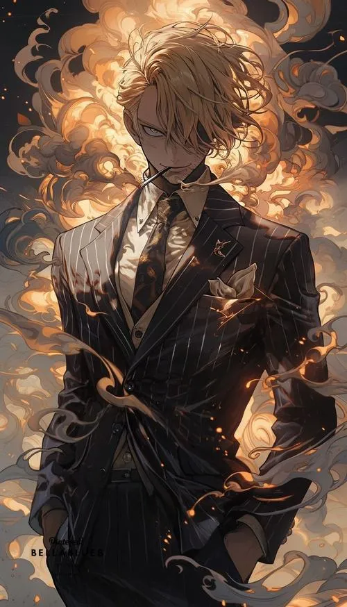 Ảnh Sanji tung cú đá xoáy, hiệu ứng tốc độ dày, góc nhìn thấp, nhìn lực chân cực nặng