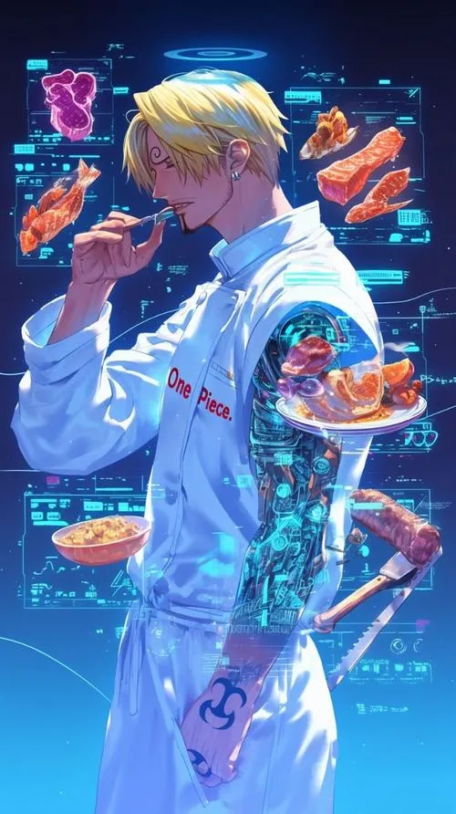 Hình anime Sanji và đôi cánh hỗ trợ Luffy, góc nhìn anh hùng, nền trời rộng, cảm giác nâng đỡ