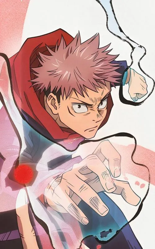 Hình nền 4K Yuji Itadori trong Tokyo Jujutsu High, huy hiệu áo rõ, thần thái học sinh chiến binh