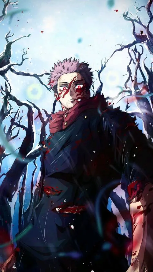 Ảnh bìa Yuji Itadori vật chứa Sukuna, gương mặt bình tĩnh, phía sau là bóng tối rình rập