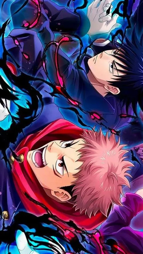 Hình nền Yuji Itadori Black Flash bùng nổ, tương phản sáng tối mạnh, vibe anime ngầu