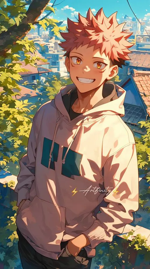 Ảnh fanart Yuji Itadori và bóng Sukuna thoáng hiện, cảm giác căng như phong ấn sắp vỡ