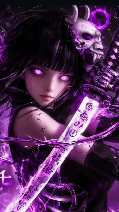 Hình thiếu nữ theo phong cách anime với ánh mắt sắc nổi bật