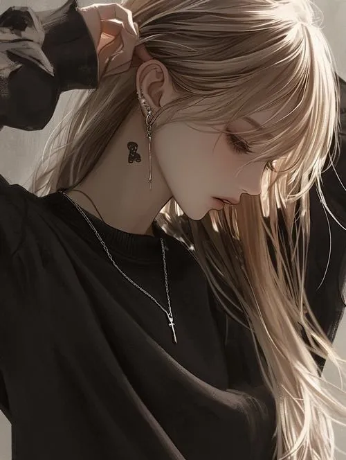 Cô gái đứng dưới bảng hiệu neon tạo tương phản mạnh đầy kịch tính