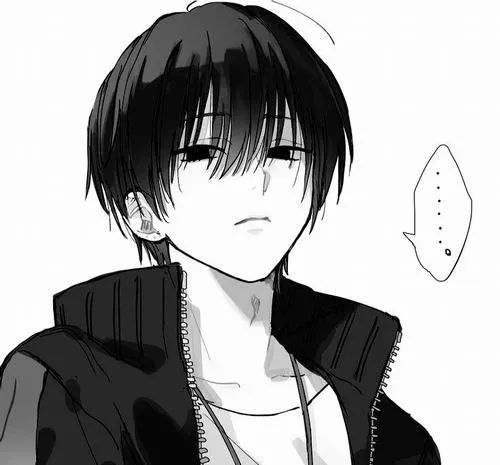 Ảnh đại diện cá nhân anime nam trắng đen bố cục nền trơn