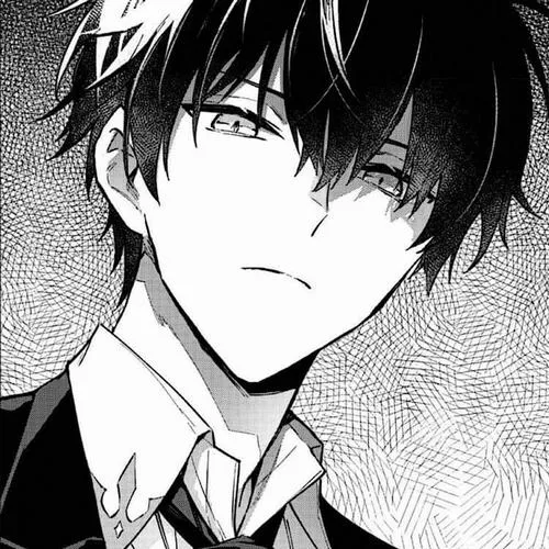 Ảnh avatar ngầu anime đen trắng nam mang ánh sáng gắt