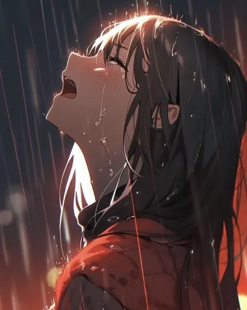 Ảnh anime girl cô đơn đeo tai nghe nép vào góc tối