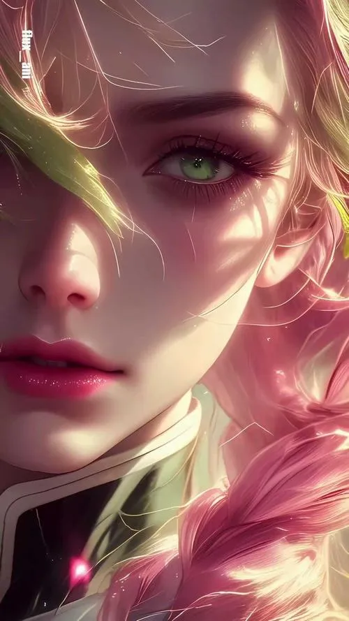 BST 85 Ảnh Hình Nền Mitsuri Kanroji đẹp ngầu với tông hồng xanh đầy lãng mạn