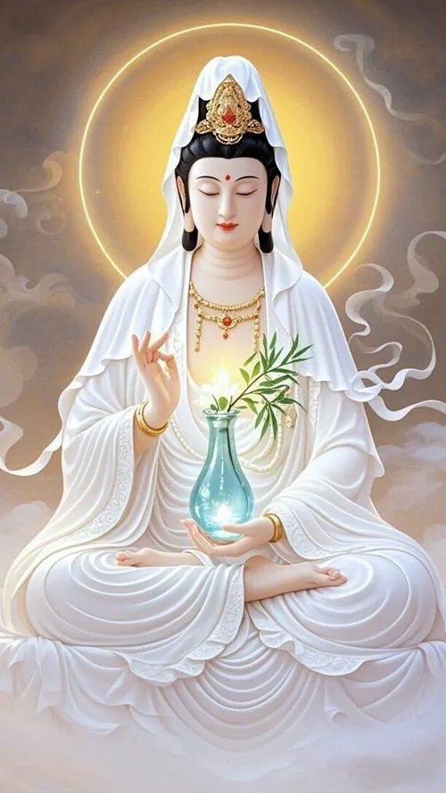 Chiêm bái Tượng thờ Mẹ Quán Thế Âm đứng trên đài sen giữa tôn nghiêm thanh tịnh