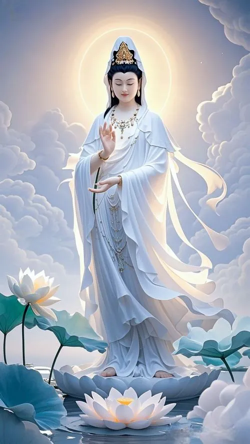 Ảnh Tầm Thanh Cứu Khổ Cứu Nạn ban rải bình an cho người hành hương tĩnh lặng