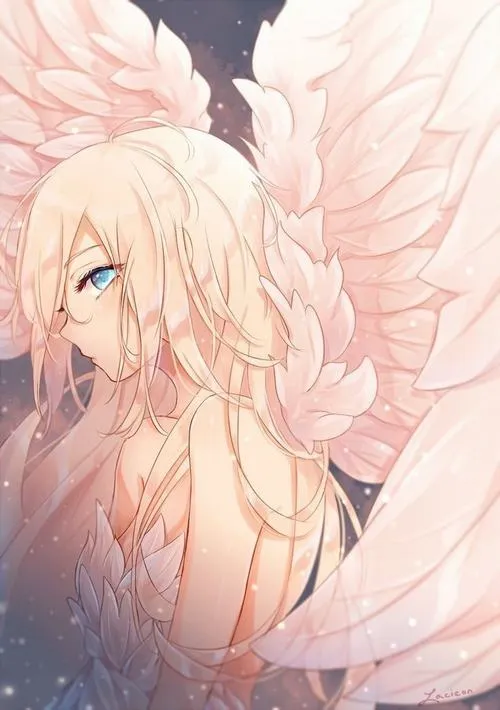 Góc nhìn ngước lên thấy thiên thần giữa bầu trời và mây