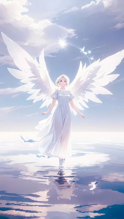 Ảnh thiên thần anime đẹp nhưng không sến, chỉ cần đúng bố cục và đúng quầng sáng