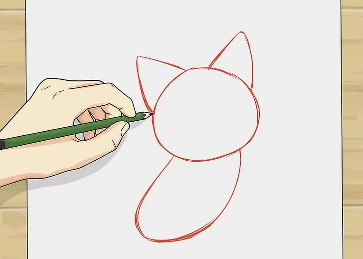 Bước 1: Dựng khung đầu tròn và đường canh mặt