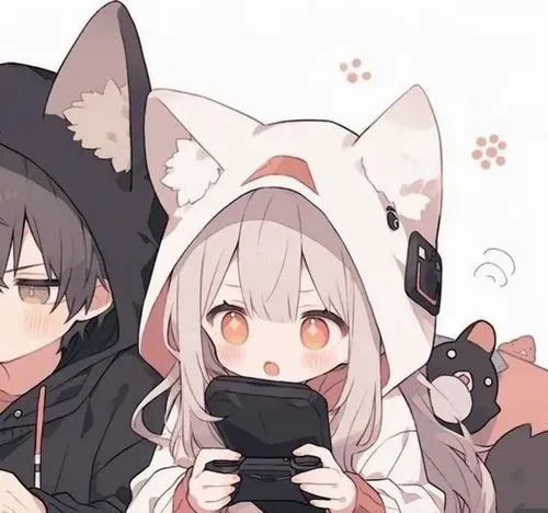 Avatar couple phong cách chibi dễ thương màu sắc tươi