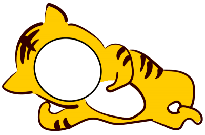 Chibi hổ nằm duỗi chân, mặt trống nhỏ, ghép ảnh xong nhìn lười cực duyên.