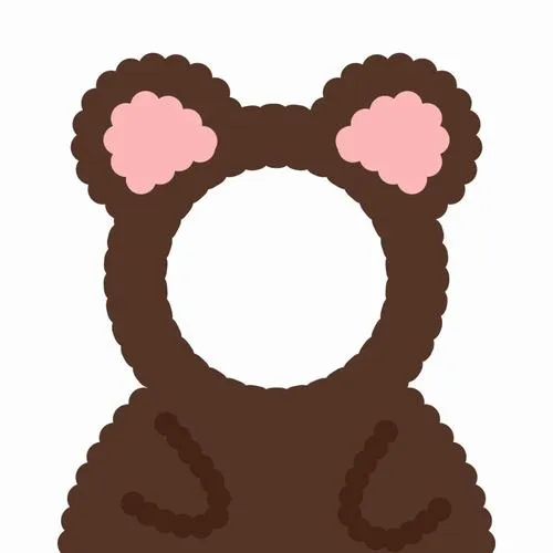 Chibi gấu nâu tai hồng, mặt trống tròn xinh, hợp trêu bạn bè siêu nhẹ.
