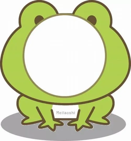 Chibi ếch xanh ngồi tròn, vòng mặt trống to, ghép ảnh nhìn ngố tàu.