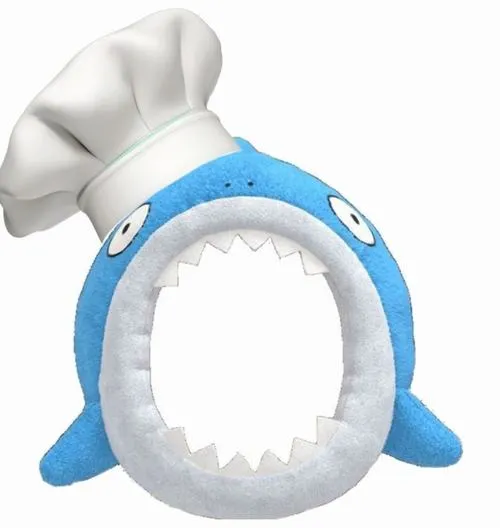 Chibi cá mập áo trùm xanh, miệng răng trắng, mặt trống để ghép cực ngầu.