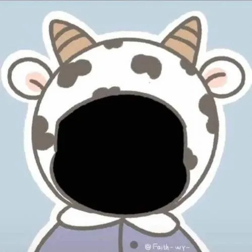 Chibi bò sữa đội mũ, khung mặt trống lớn, hợp ghép ảnh để cà khịa.