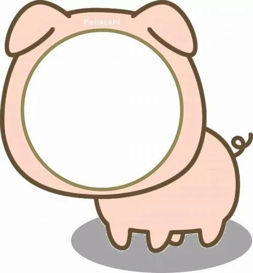Chibi heo hồng béo tròn, mặt trống sạch, ghép ảnh là thành meme đáng yêu.