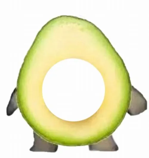 Chibi quả bơ mũm mĩm, khung mặt trống gọn, hợp ghép avatar làm quà tặng.