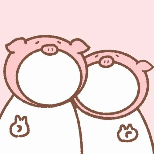 Khung kính chibi đôi màu hồng, hai mặt trống, ghép ảnh cặp đôi cực hợp.