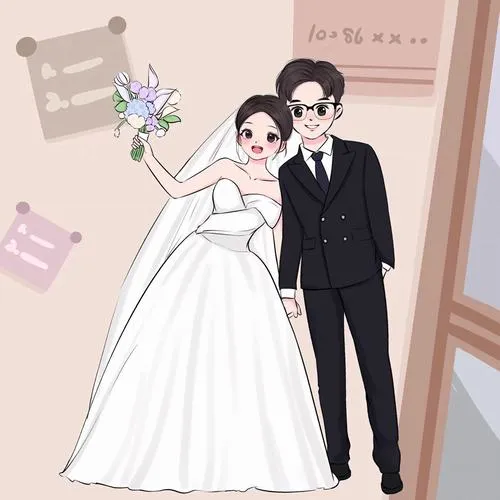 BST 88 Hình Cô Dâu Chú Rể Chibi dễ thương hài hước hợp làm thiệp cưới standee
