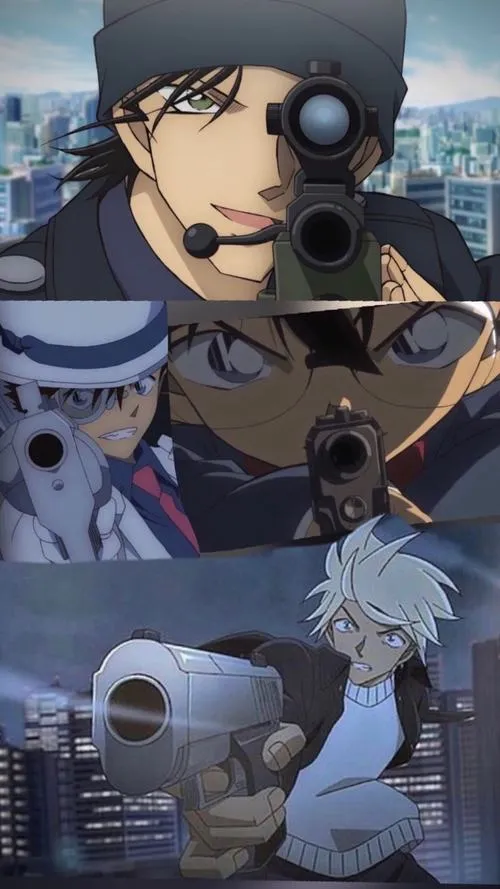 Ảnh fanart Akai Shuichi qua ống ngắm, điểm nhấn kim loại, cảm giác chuẩn tay súng bắn tỉa.