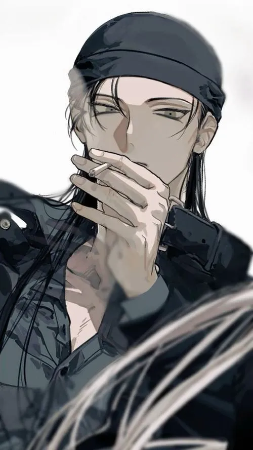 Ảnh fanart Akai Shuichi trắng đen, khói mỏng trước mặt, ánh nhìn sâu, cảm giác bí ẩn.