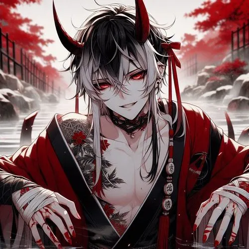 80 Hình Ảnh Anime Nam Ngầu Lạnh Lùng Ác Quỷ đẹp tone màu bí ẩn huyền bí rực đỏ