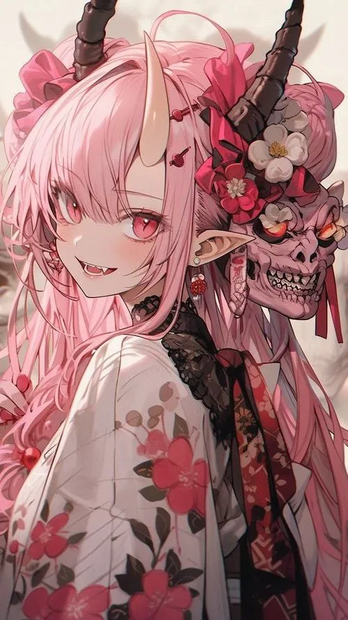 Ảnh ác quỷ anime với đôi mắt đỏ giữa bóng tối lạnh